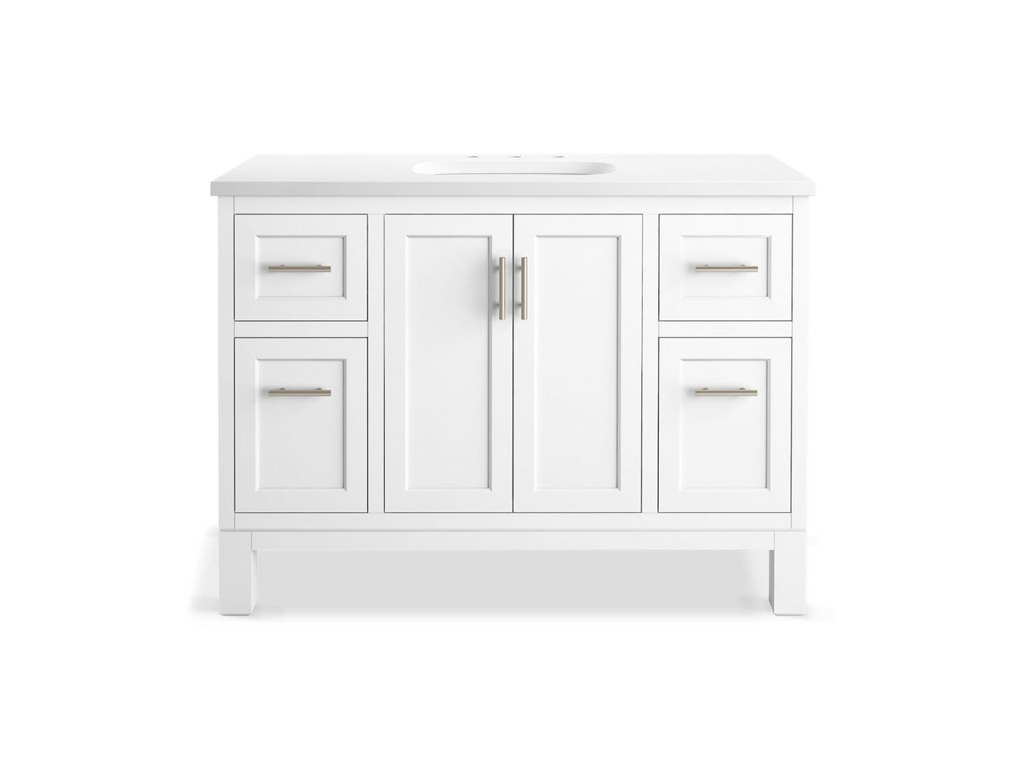 KOHLER K-28383-ASB Quo 48" bathroom vanity cabinet with sink and quartz top