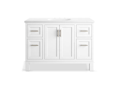KOHLER K-28383-ASB Quo 48" bathroom vanity cabinet with sink and quartz top