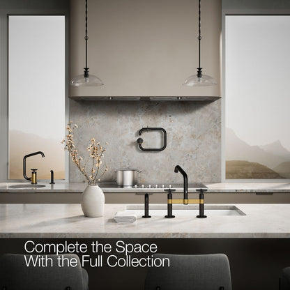 KOHLER Billet™ Two-hole bridge kitchen sink faucet with side sprayer