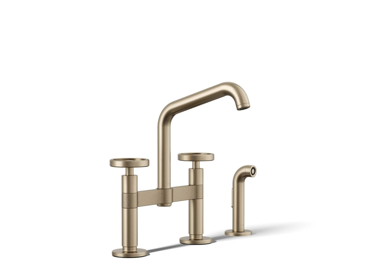 KOHLER Billet™ Two-hole bridge kitchen sink faucet with side sprayer