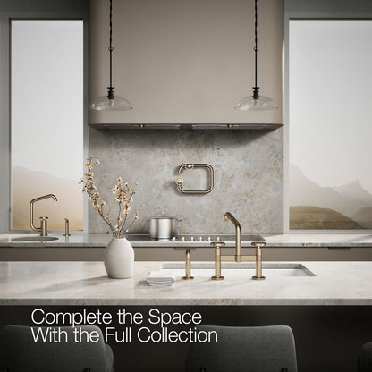 KOHLER Billet™ Two-hole bridge kitchen sink faucet with side sprayer