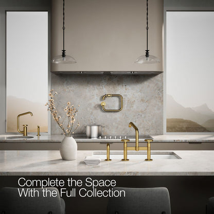 KOHLER Billet™ Two-hole bridge kitchen sink faucet with side sprayer