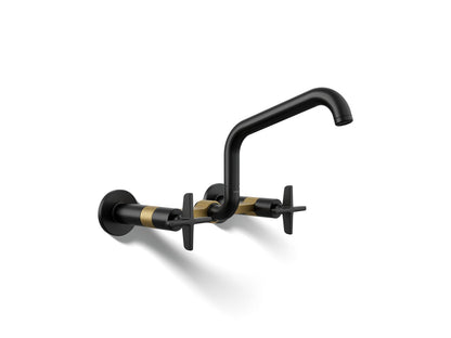 KOHLER Billet™ Two-hole wall-mount bridge kitchen sink faucet