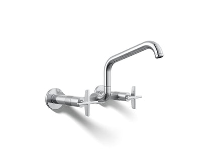 KOHLER Billet™ Two-hole wall-mount bridge kitchen sink faucet