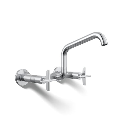 KOHLER Billet™ Two-hole wall-mount bridge kitchen sink faucet
