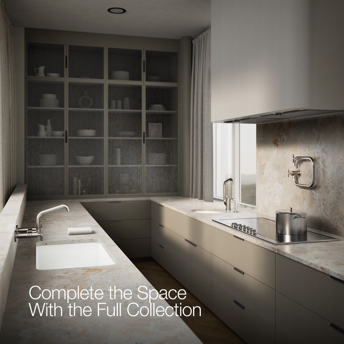 KOHLER Billet™ Two-hole wall-mount bridge kitchen sink faucet