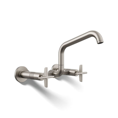 KOHLER Billet™ Two-hole wall-mount bridge kitchen sink faucet