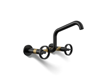 KOHLER Billet™ Two-hole wall-mount bridge kitchen sink faucet