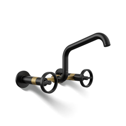 KOHLER Billet™ Two-hole wall-mount bridge kitchen sink faucet