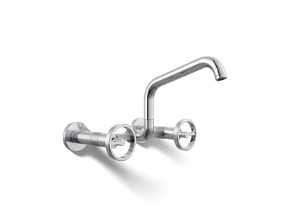 KOHLER Billet™ Two-hole wall-mount bridge kitchen sink faucet
