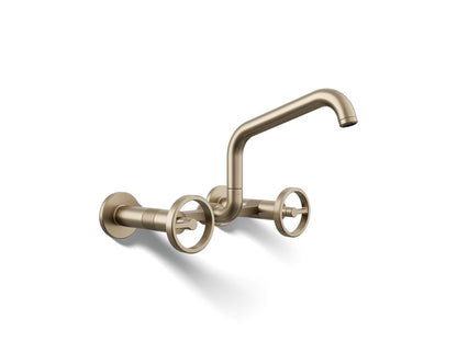 KOHLER Billet™ Two-hole wall-mount bridge kitchen sink faucet