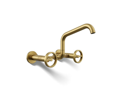 KOHLER Billet™ Two-hole wall-mount bridge kitchen sink faucet