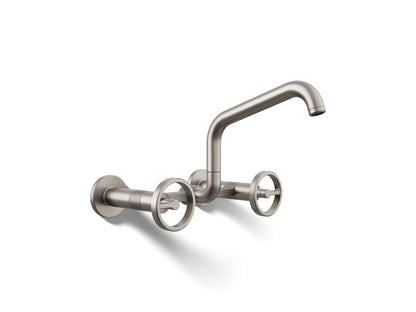 KOHLER Billet™ Two-hole wall-mount bridge kitchen sink faucet