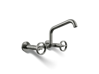 KOHLER Billet™ Two-hole wall-mount bridge kitchen sink faucet