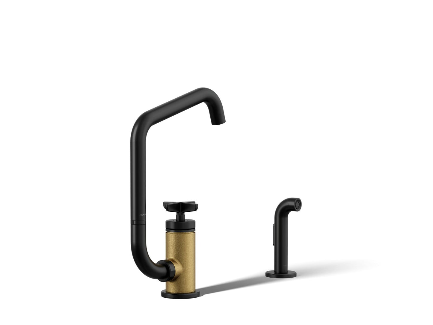 KOHLER Billet™ Single-handle bar sink faucet with two-function extended-reach spout and side sprayer