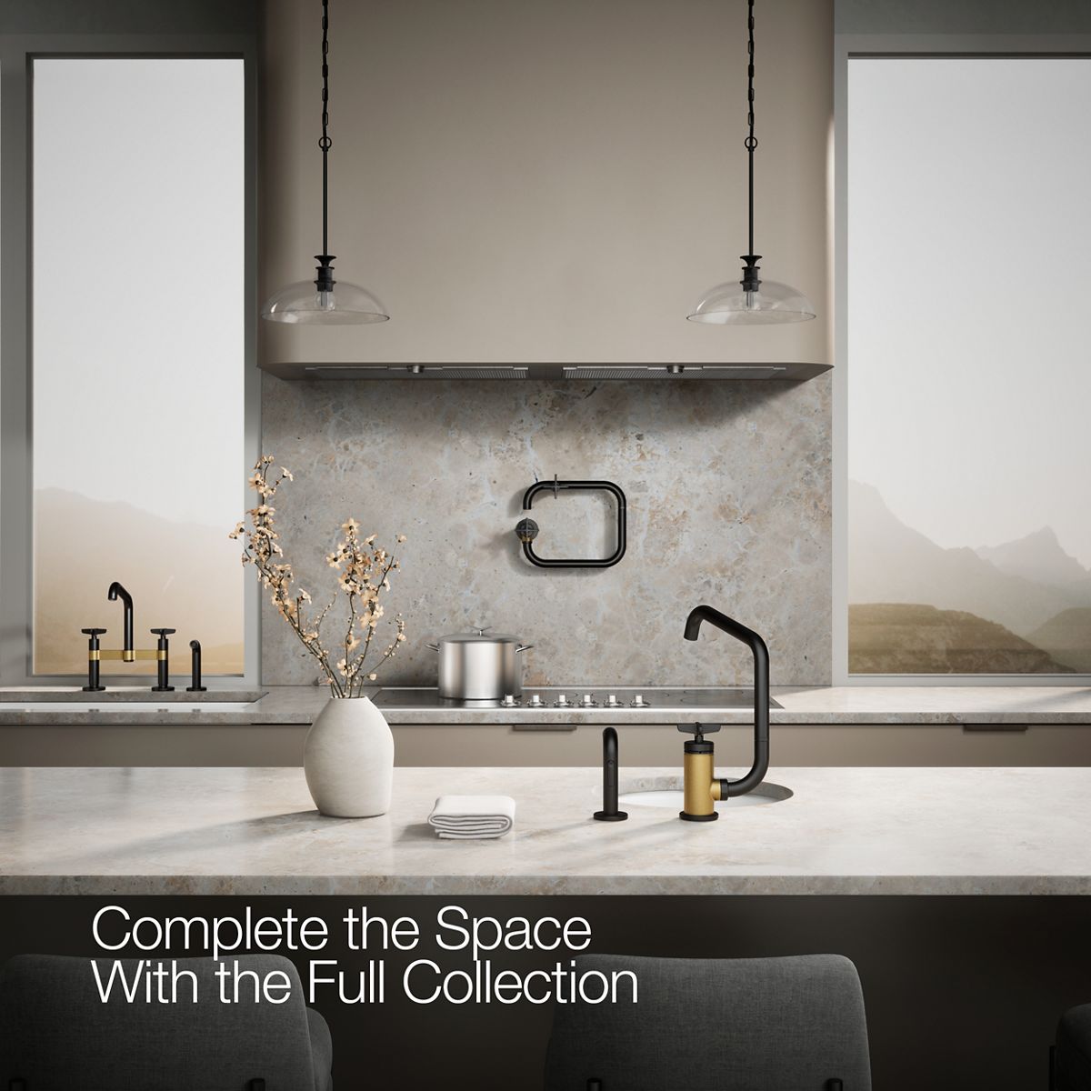 KOHLER Billet™ Single-handle bar sink faucet with two-function extended-reach spout and side sprayer