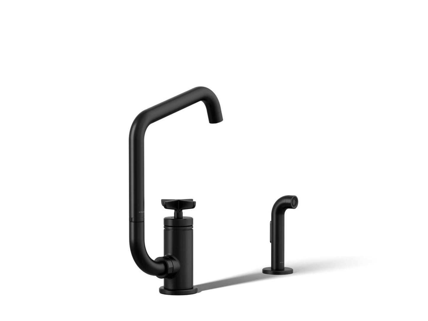 KOHLER Billet™ Single-handle bar sink faucet with two-function extended-reach spout and side sprayer