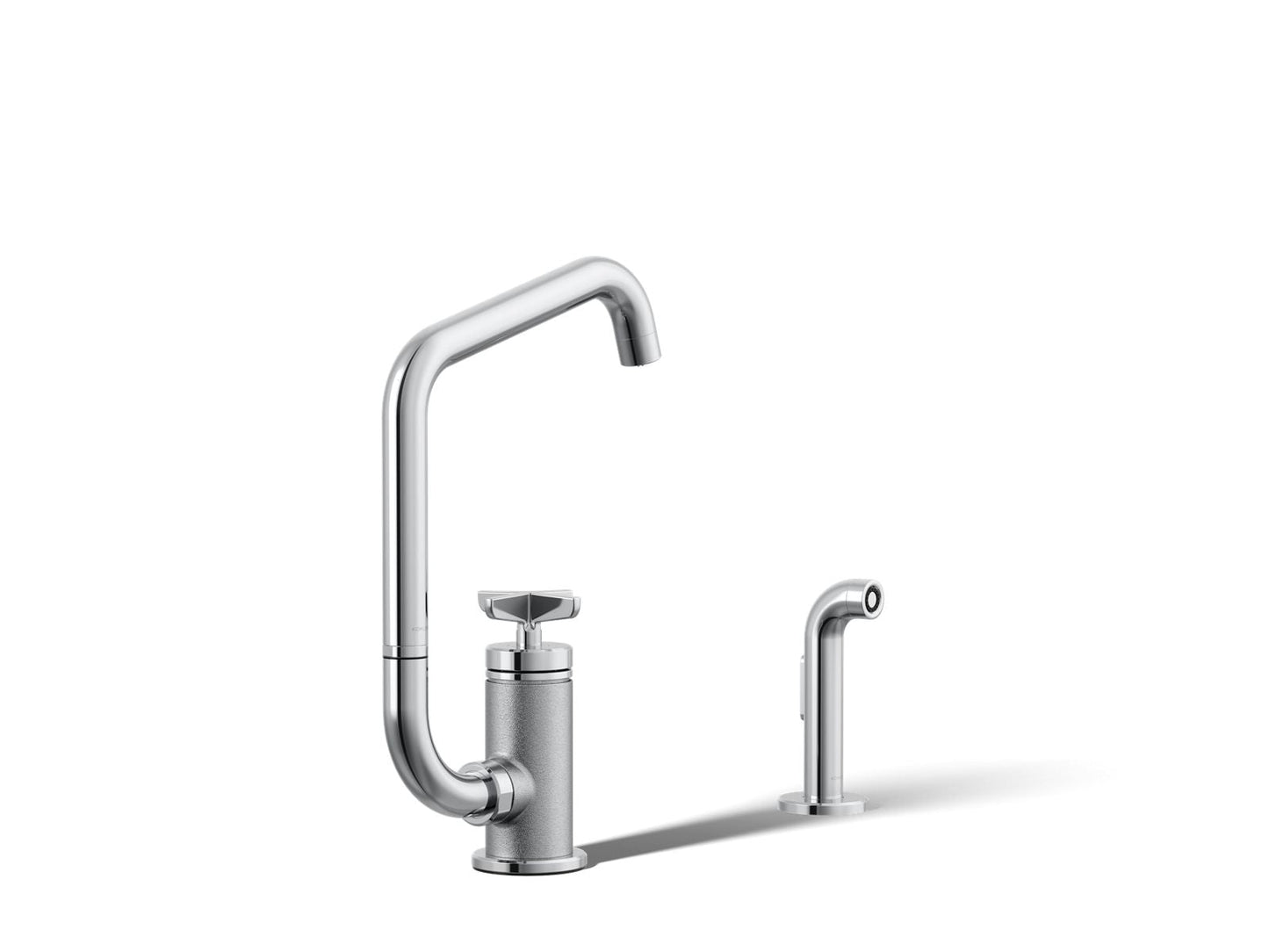KOHLER Billet™ Single-handle bar sink faucet with two-function extended-reach spout and side sprayer
