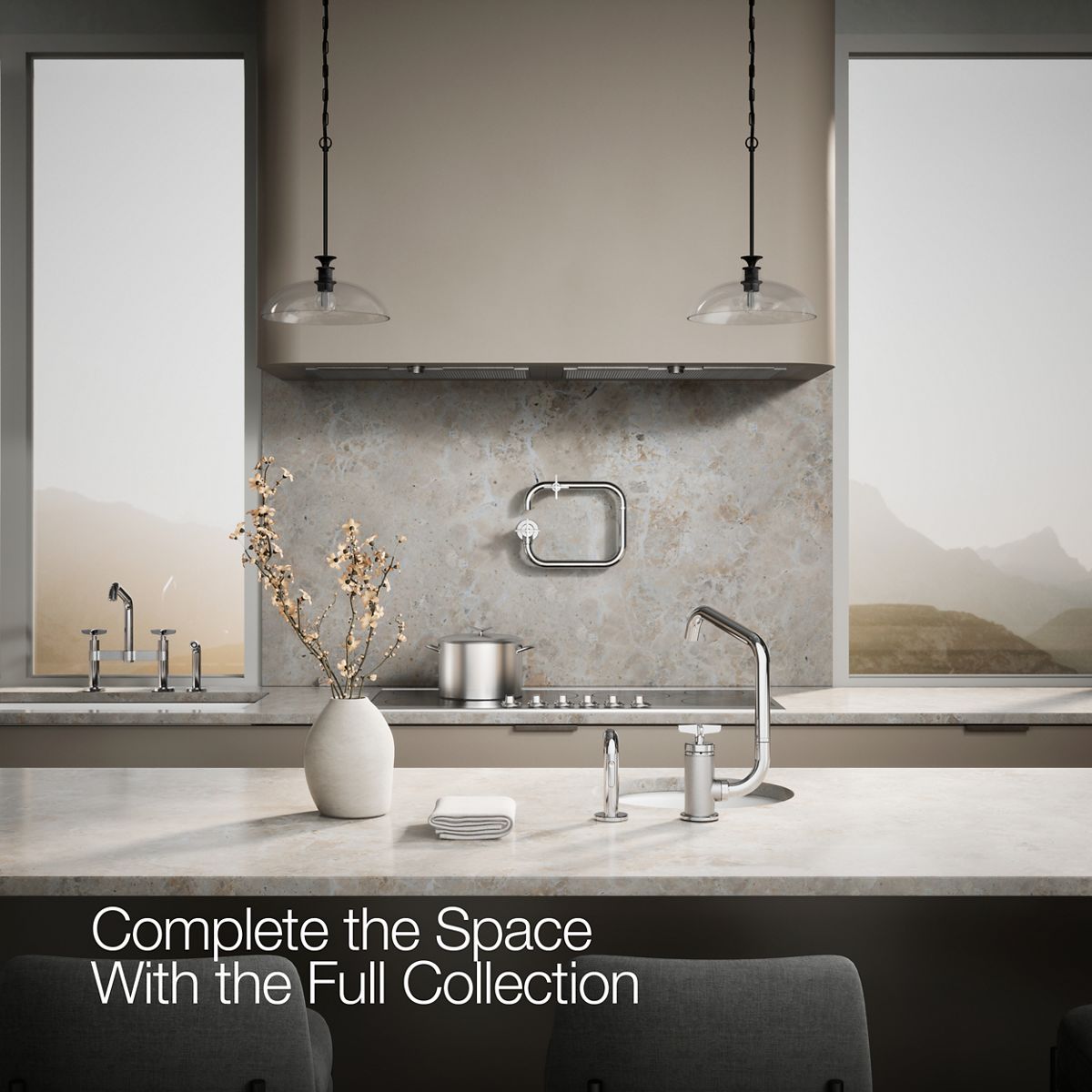 KOHLER Billet™ Single-handle bar sink faucet with two-function extended-reach spout and side sprayer