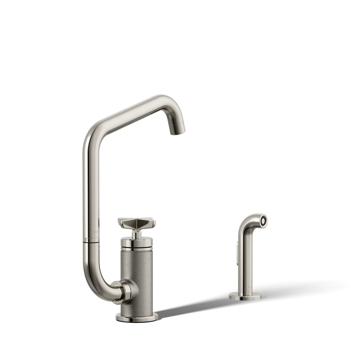KOHLER Billet™ Single-handle bar sink faucet with two-function extended-reach spout and side sprayer