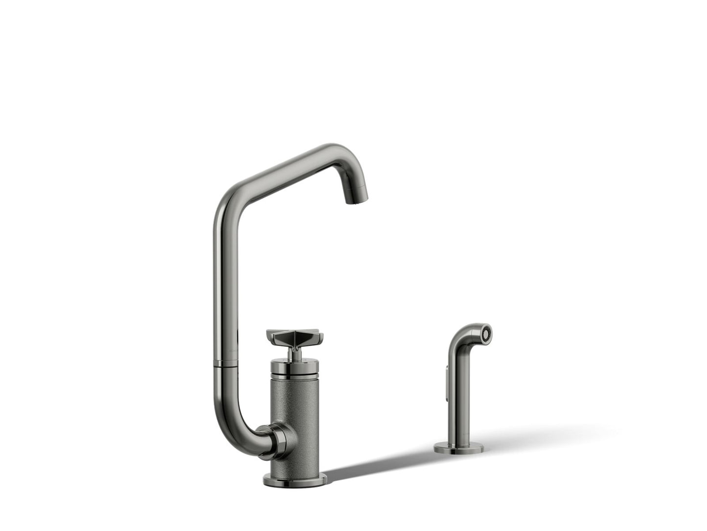 KOHLER Billet™ Single-handle bar sink faucet with two-function extended-reach spout and side sprayer
