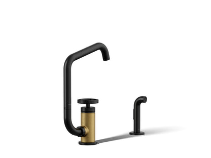 KOHLER Billet™ Single-handle bar sink faucet with two-function extended-reach spout and side sprayer