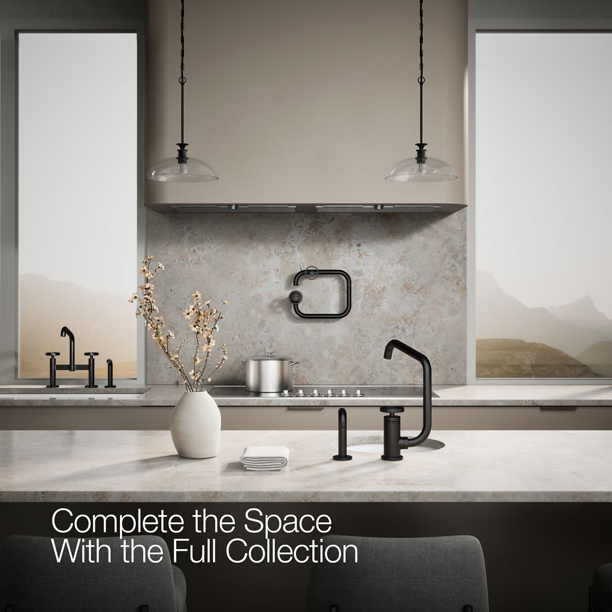 KOHLER Billet™ Single-handle bar sink faucet with two-function extended-reach spout and side sprayer