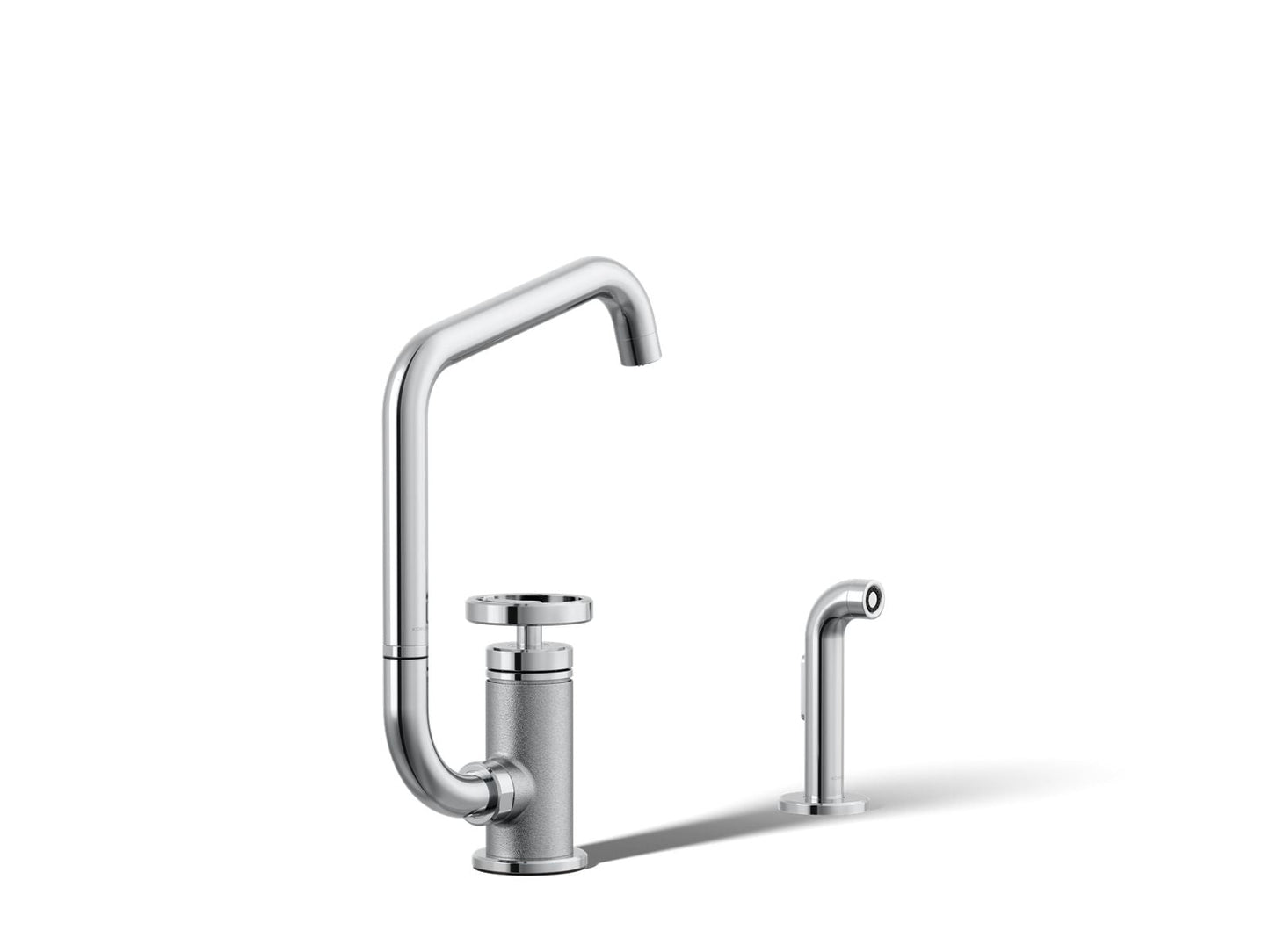KOHLER Billet™ Single-handle bar sink faucet with two-function extended-reach spout and side sprayer