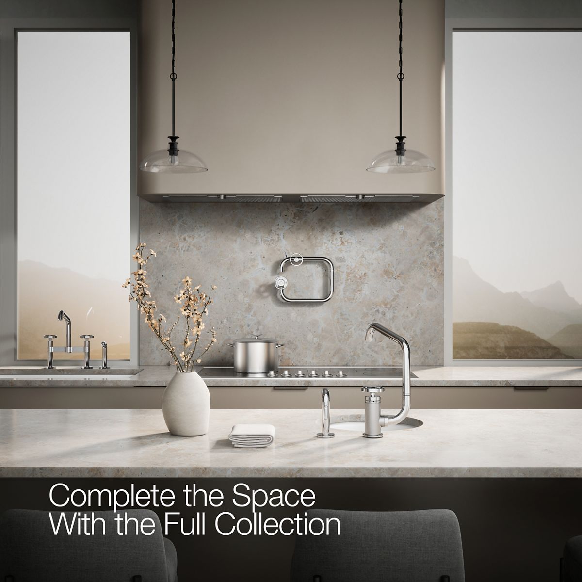 KOHLER Billet™ Single-handle bar sink faucet with two-function extended-reach spout and side sprayer