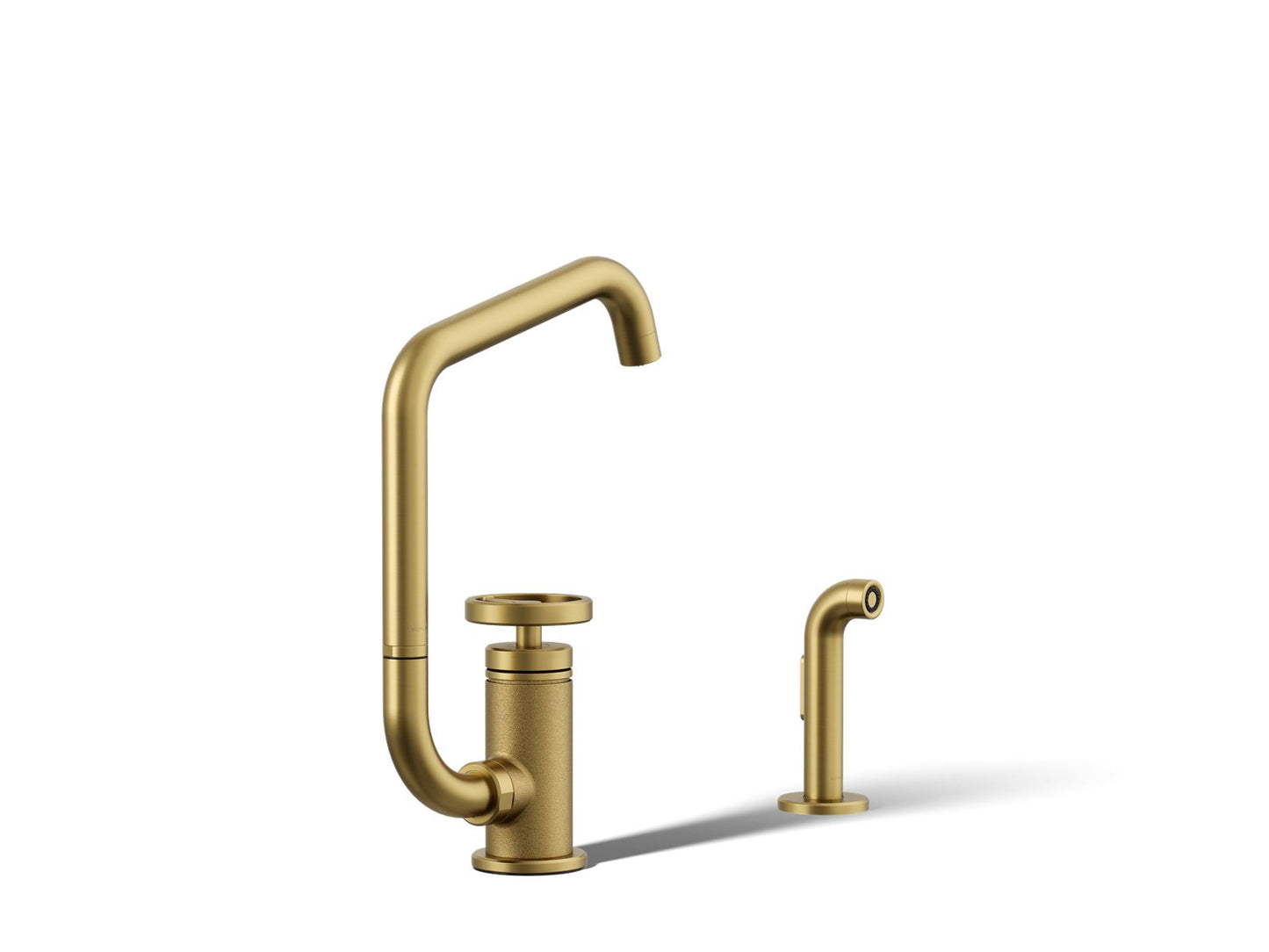 KOHLER Billet™ Single-handle bar sink faucet with two-function extended-reach spout and side sprayer