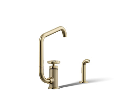 KOHLER Billet™ Single-handle bar sink faucet with two-function extended-reach spout and side sprayer