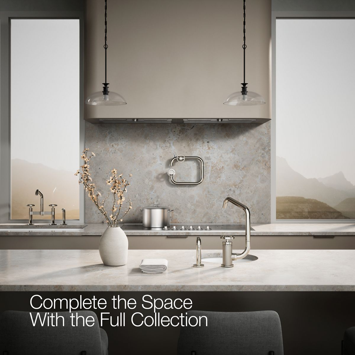KOHLER Billet™ Single-handle bar sink faucet with two-function extended-reach spout and side sprayer