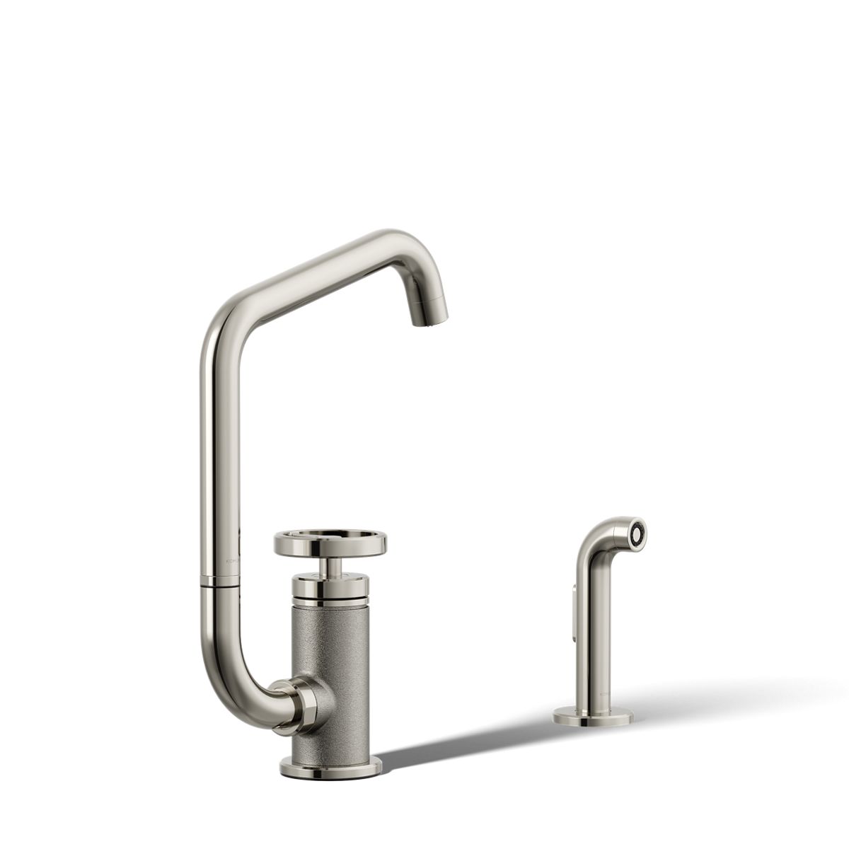 KOHLER Billet™ Single-handle bar sink faucet with two-function extended-reach spout and side sprayer