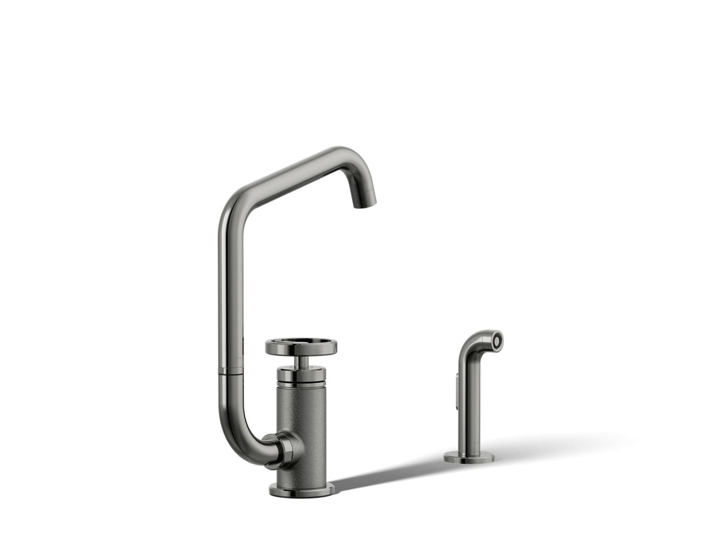 KOHLER Billet™ Single-handle bar sink faucet with two-function extended-reach spout and side sprayer
