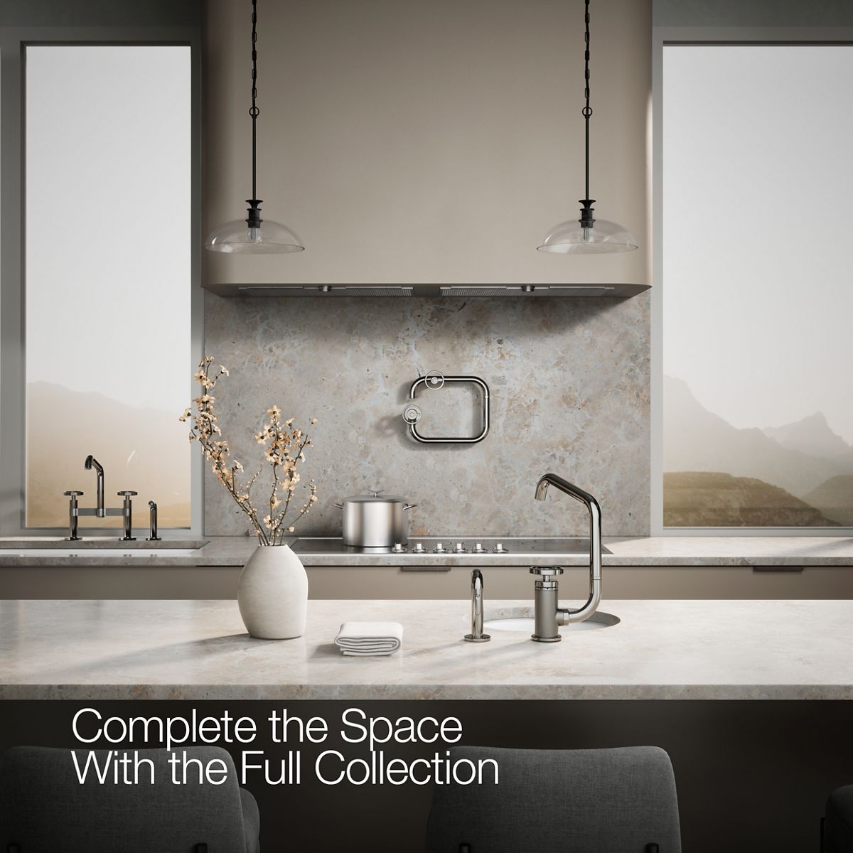 KOHLER Billet™ Single-handle bar sink faucet with two-function extended-reach spout and side sprayer