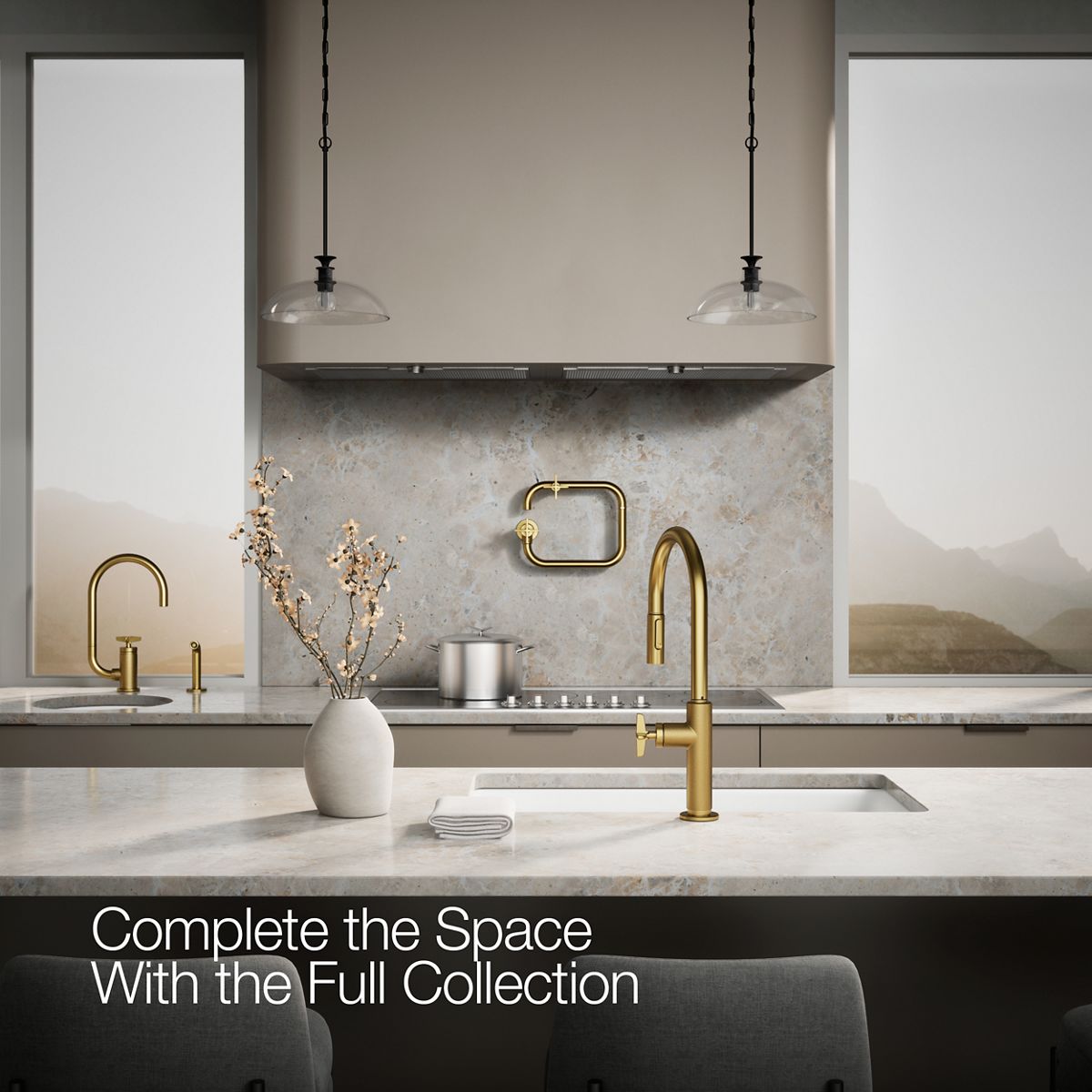 KOHLER Billet™ Pull-down kitchen sink faucet with two-function sprayhead