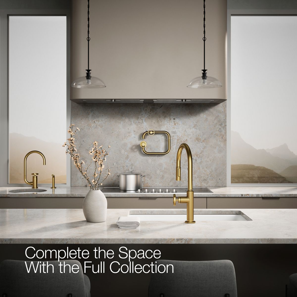 KOHLER Billet™ Pull-down kitchen sink faucet with two-function sprayhead