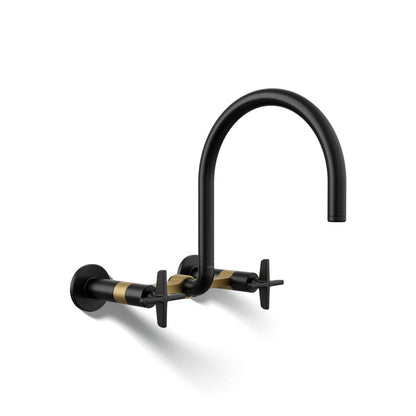 KOHLER Billet™ Two-hole wall-mount bridge kitchen sink faucet