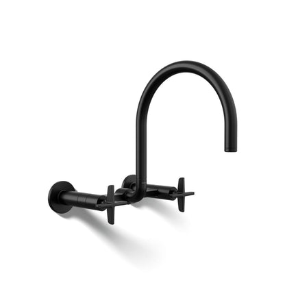 KOHLER Billet™ Two-hole wall-mount bridge kitchen sink faucet