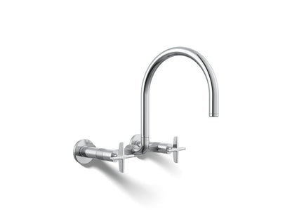 KOHLER Billet™ Two-hole wall-mount bridge kitchen sink faucet