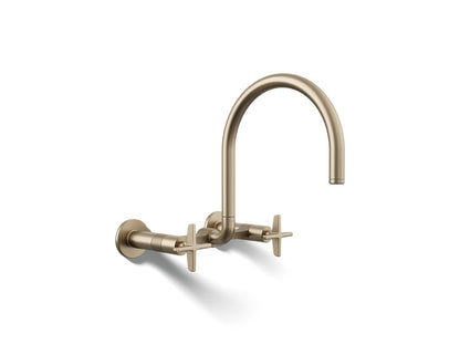 KOHLER Billet™ Two-hole wall-mount bridge kitchen sink faucet