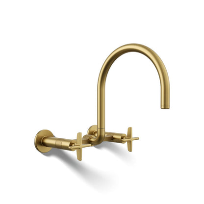 KOHLER Billet™ Two-hole wall-mount bridge kitchen sink faucet