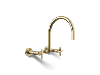 KOHLER Billet™ Two-hole wall-mount bridge kitchen sink faucet