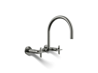 KOHLER Billet™ Two-hole wall-mount bridge kitchen sink faucet