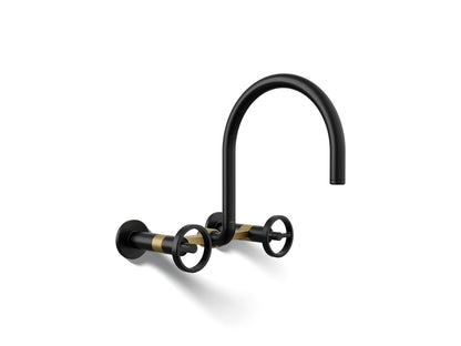KOHLER Billet™ Two-hole wall-mount bridge kitchen sink faucet