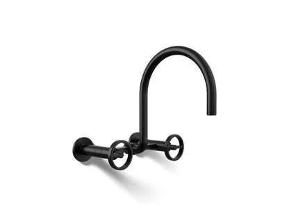 KOHLER Billet™ Two-hole wall-mount bridge kitchen sink faucet