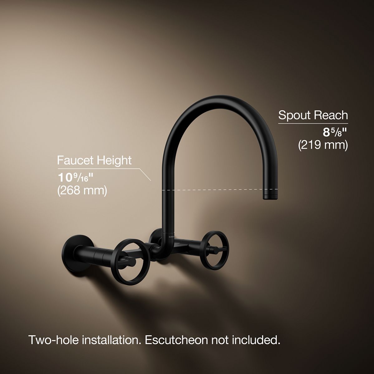 KOHLER Billet™ Two-hole wall-mount bridge kitchen sink faucet