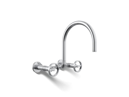 KOHLER Billet™ Two-hole wall-mount bridge kitchen sink faucet