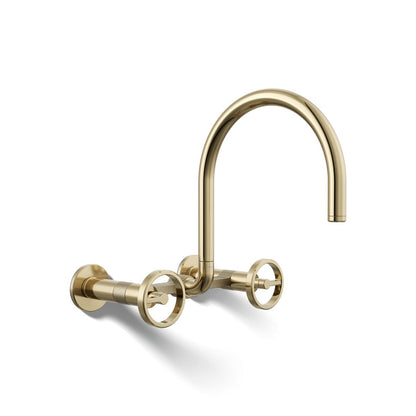 KOHLER Billet™ Two-hole wall-mount bridge kitchen sink faucet