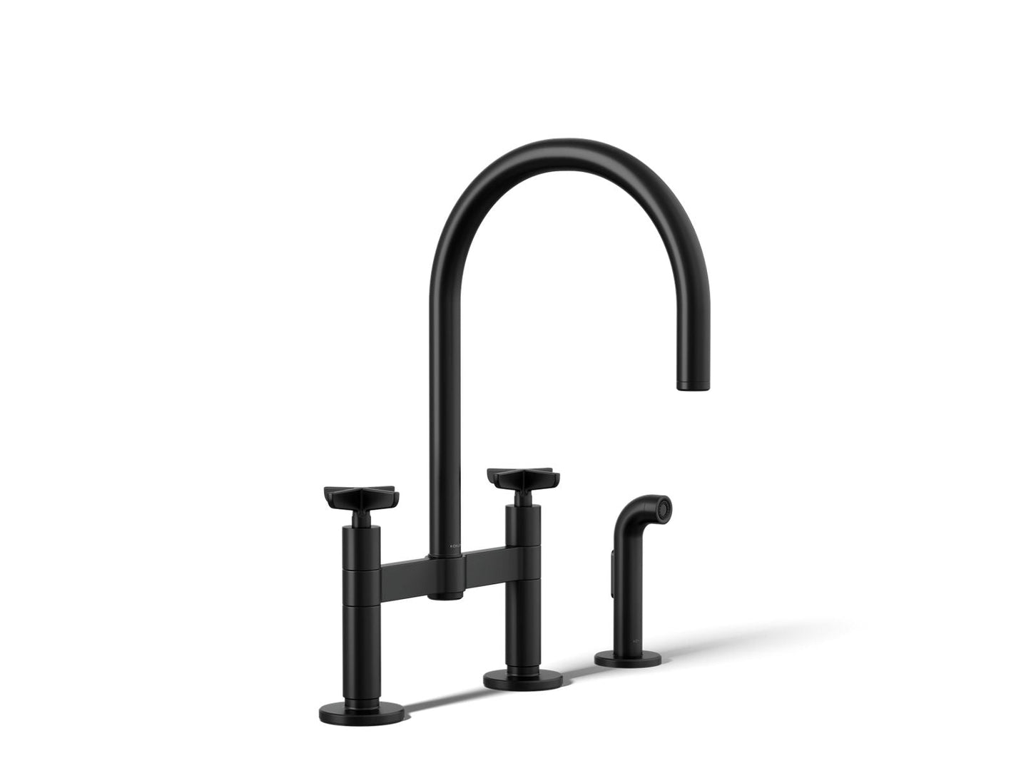 KOHLER Billet™ Two-hole bridge kitchen sink faucet with side sprayer